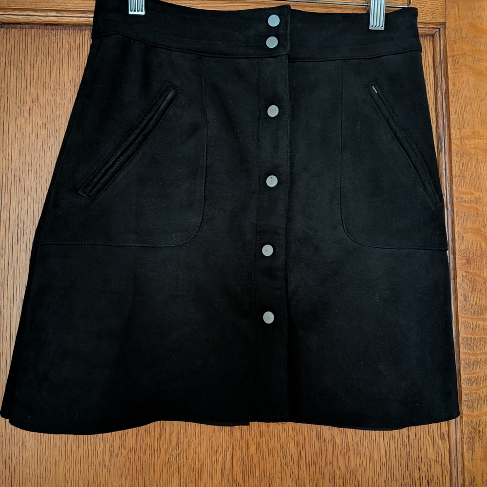 HYFVE Black A-Line Skirt with Button Detail